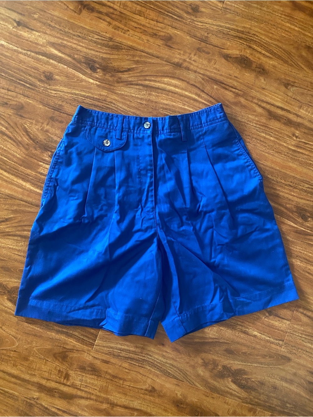 Vintage Karen Scott Womens Blue High Waist Relaxed Chino Shorts Size 8 Casual